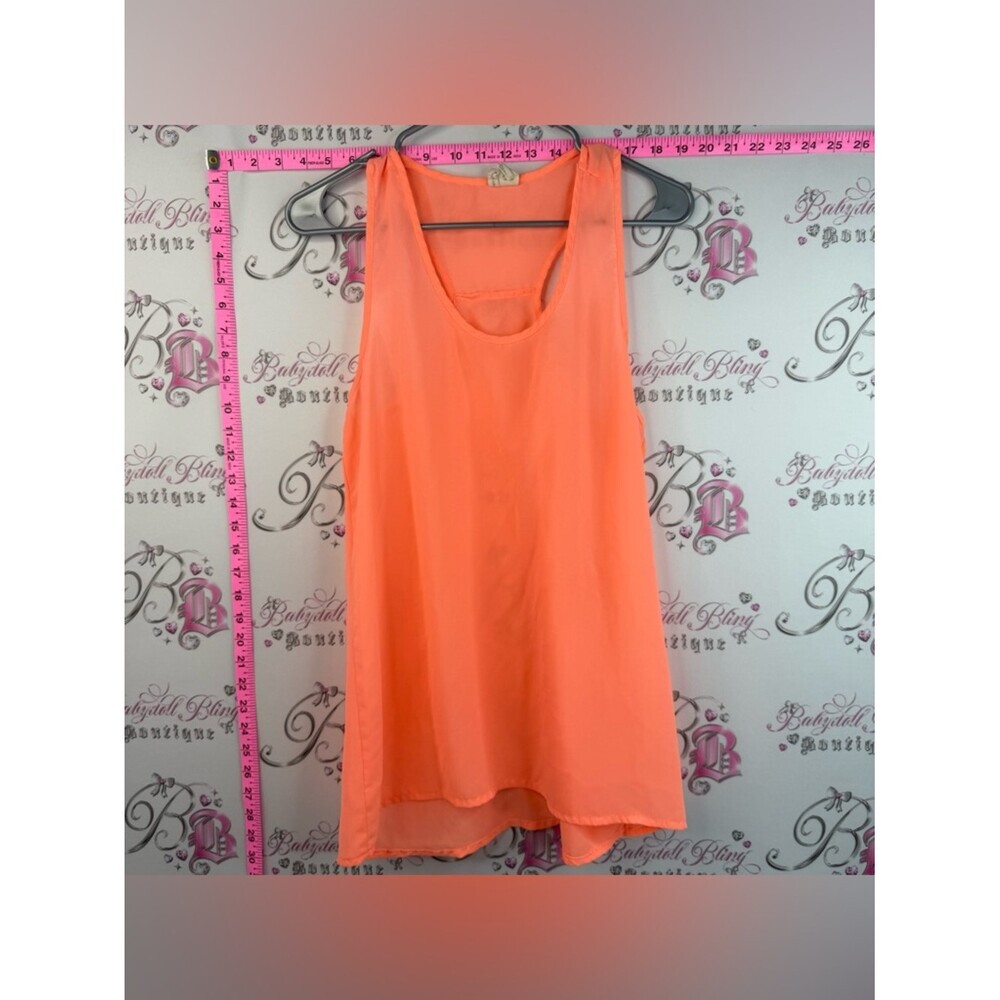 Japna tank top neon orange Coral-Orange Sleeveless Chiffon Tank Top